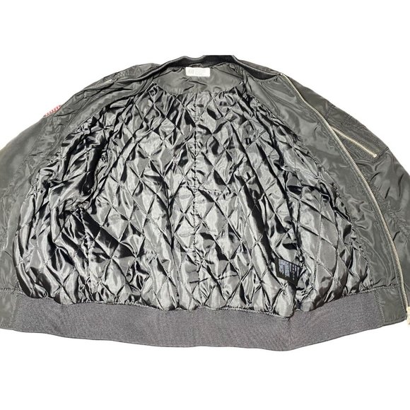 H&M NASA Bomber Flight Jacket Black USA Flag Patch Boys Size 10 12 - Picture 5 of 7